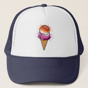 Cute Lesbian Sapphic LGBT Pride Flag Ice Cream Trucker Hat