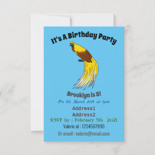 Cute lesser bird of paradise illustration invitation