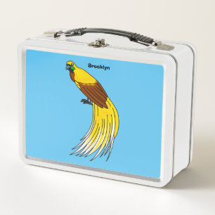Cute lesser bird of paradise illustration metal lunch box
