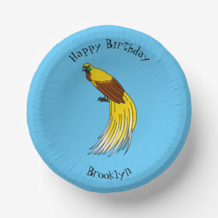 Cute lesser bird of paradise illustration paper plate