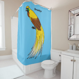 Cute lesser bird of paradise illustration shower curtain
