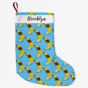 Cute lesser bird of paradise illustration small christmas stocking