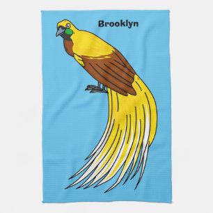 Cute lesser bird of paradise illustration tea towel