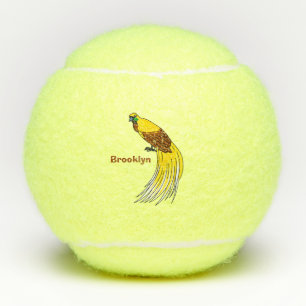 Cute lesser bird of paradise illustration tennis balls