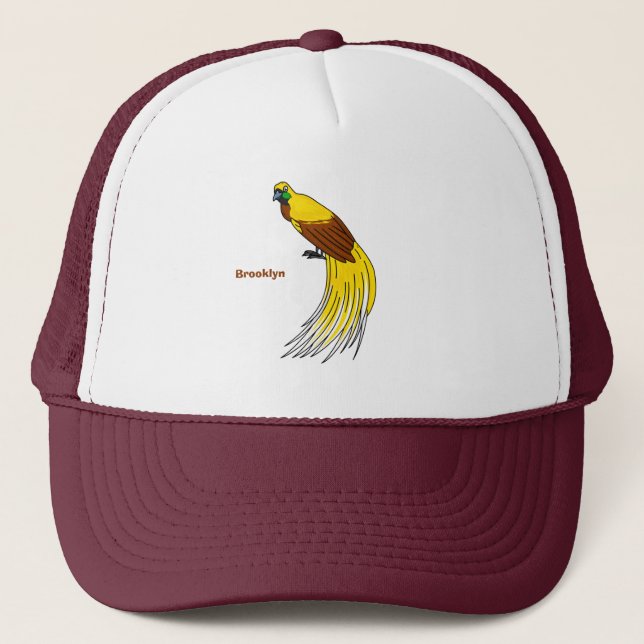 Cute lesser bird of paradise illustration trucker hat (Front)