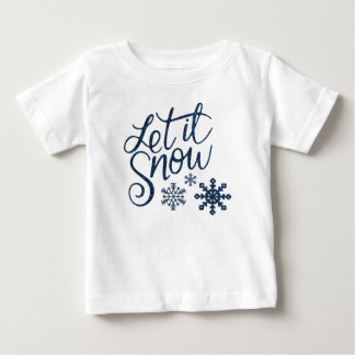 Cute Let it Snow Christmas with Blue Snowflakes Baby T-Shirt