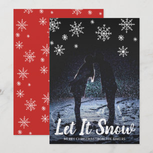 Cute Let It Snow Snowflakes Photo Christmas Holiday Card