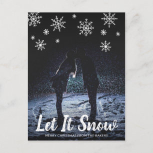 Cute Let It Snow Snowflakes Photo Christmas Holiday Postcard