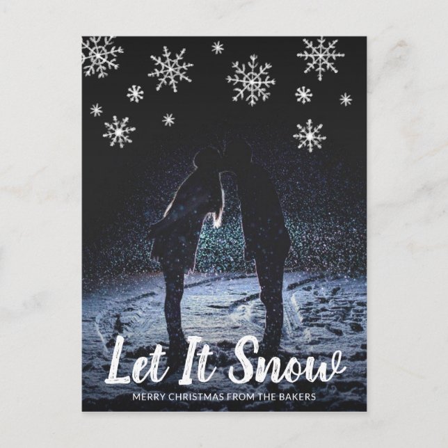 Cute Let It Snow Snowflakes Photo Christmas Holiday Postcard (Front)