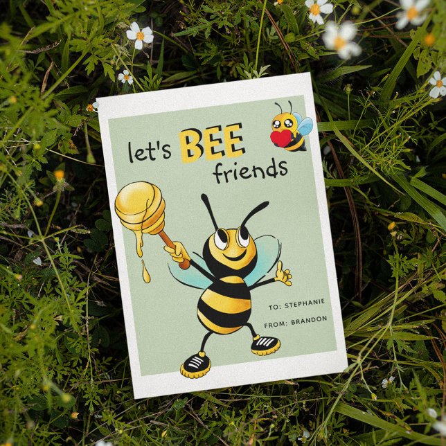 Cute 'Lets BEE Friends' Classroom Valentine Holiday Postcard (Creator Uploaded)