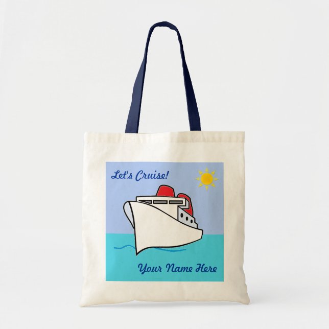 Cute Let's Cruise Personalised with Name Tote Bag (Front)