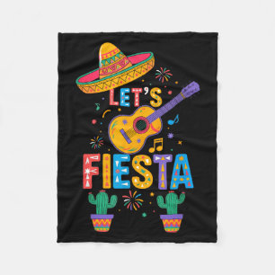 Cute let's fiesta cactus guitar mexican party cinc fleece blanket