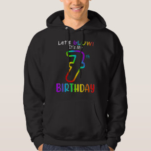 Cute Let's Glow It's My Seven 7th Birthday Rainbow Hoodie
