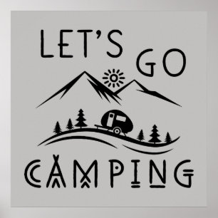 Cute let's go camping word art poster