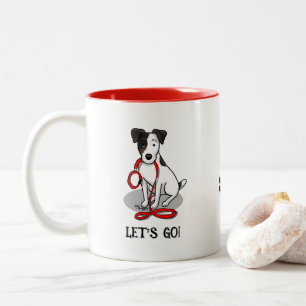 Cute Let's Go! Jack Russell Terrier (tri-color 1) Two-Tone Coffee Mug