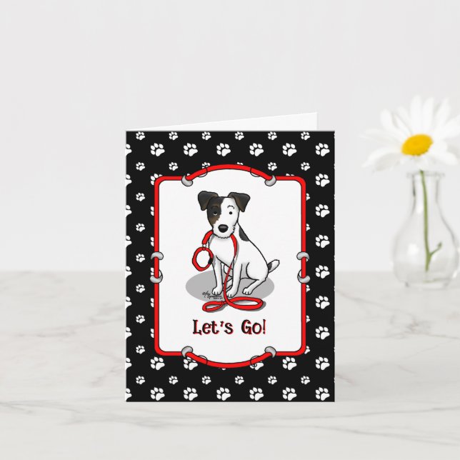 Cute Let's Go! Jack Russell Terrier (tri-colour 1) Card (Small Plant)