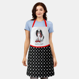 Cute Let's Go! Japanese Chin Dog (black & white 1) Apron