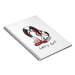 Cute Let's Go! Japanese Chin Dog (black & white 1) Notebook