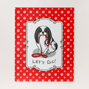 Cute Let's Go! Japanese Chin Dog (tri-color 1) Jigsaw Puzzle