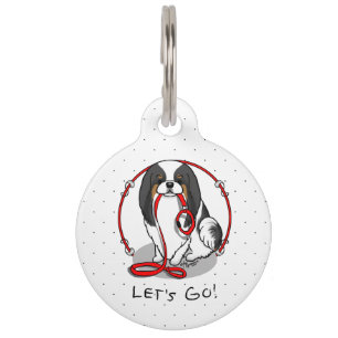 Cute Let's Go! Japanese Chin Dog (tri-color 1) Pet Tag