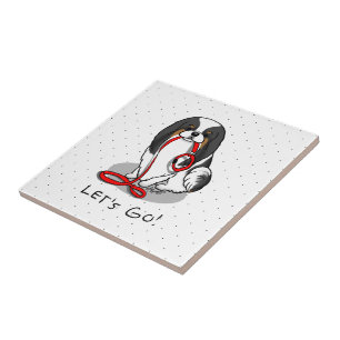 Cute Let's Go! Japanese Chin Dog (tri-color 1) Tile