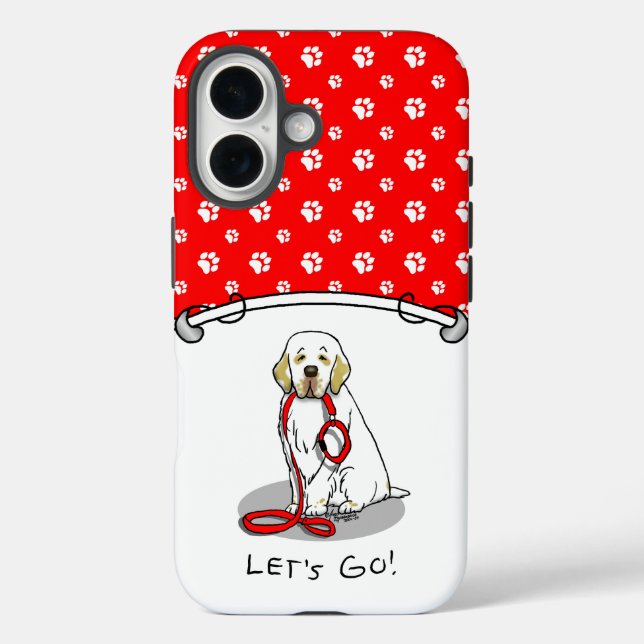 Cute Let's Go! Walk Clumber Spaniel Dog (lemon 1) Case-Mate iPhone Case (Back)