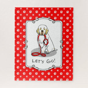 Cute Let's Go! Walk Clumber Spaniel Dog (lemon 1) Jigsaw Puzzle