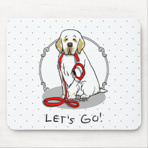 Cute Let's Go! Walk Clumber Spaniel Dog (lemon 1) Mouse Mat