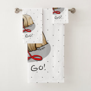 Cute Let's Go! Walk Pekingese Dog (brown masked) Bath Towel Set