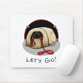 Cute Let's Go! Walk Pekingese Dog (brown masked) Mouse Mat