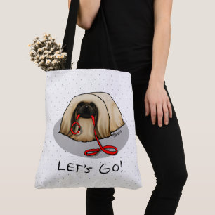 Cute Let's Go! Walk Pekingese Dog (brown masked) Tote Bag