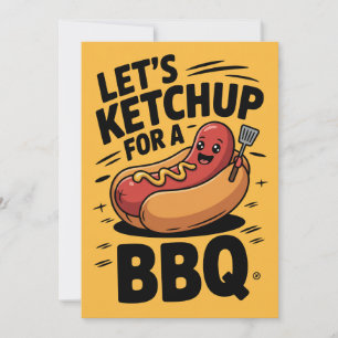 Cute Let's Ketchup BBQ Party  Invitation