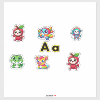 Cute Letter A Themed Stickers – Fun & Colourful De