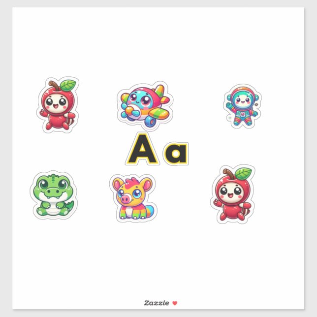 Cute Letter A Themed Stickers – Fun & Colourful De (Sheet)