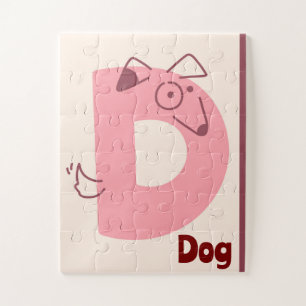 Cute Letter "D" Dog Alphabet Art Print Jigsaw Puzzle