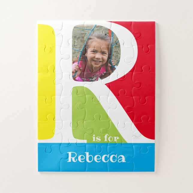 Cute Letter R Kids Photo and Name Jigsaw Puzzle (Vertical)