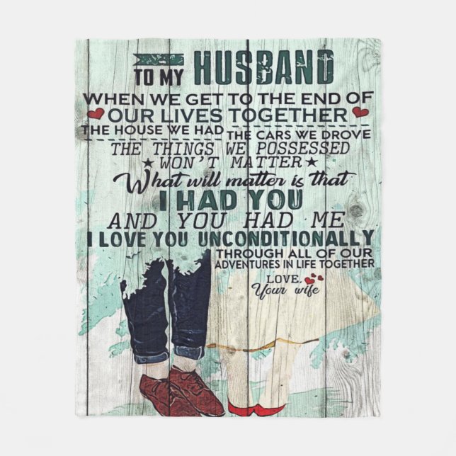 Cute Letter To Husband | Cool Design Gift | Fleece Blanket (Front)
