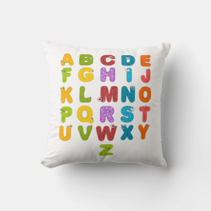 Cute Letters Funny Learning Alphabet Rainbow Colou Cushion