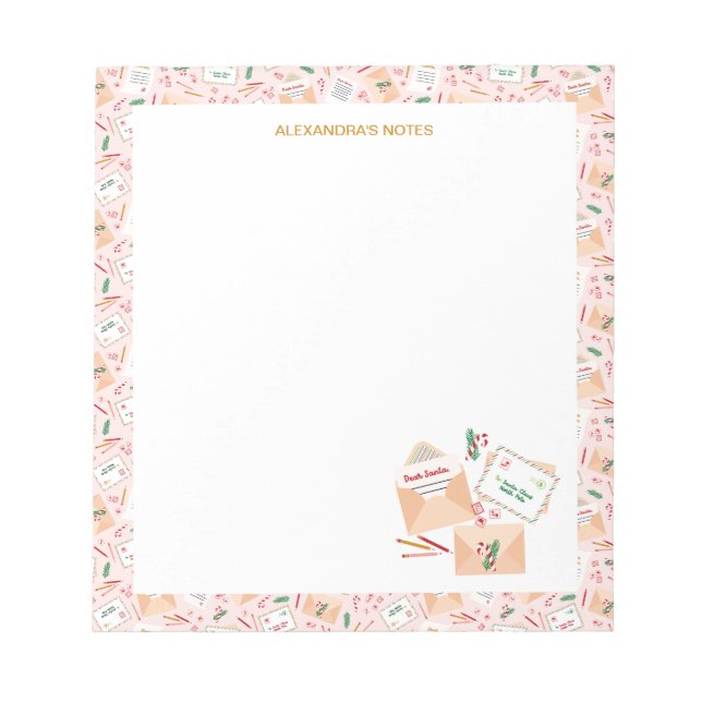 Cute Letters to Santa and Mail Christmas Pattern Notepad (Front)