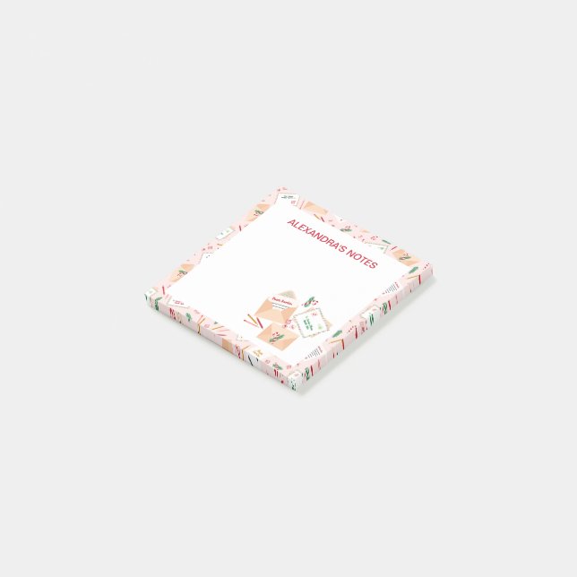 Cute Letters to Santa and Mail Christmas Pattern Post-it Notes (Angled)
