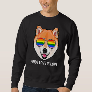 Cute Lgbt Pride Love Is Love Shiba Inu Dog Puppy   Sweatshirt