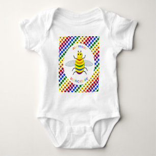 Cute LGBT Proud Rainbow Bee and Flowers Baby Bodysuit