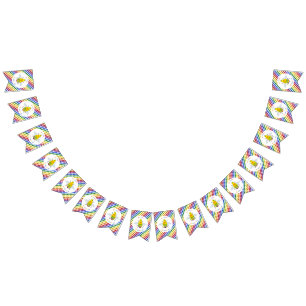 Cute LGBT Proud Rainbow Bee and Flowers Bunting