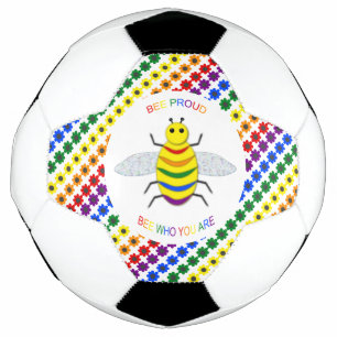 Cute LGBT Proud Rainbow Bee and Flowers Football