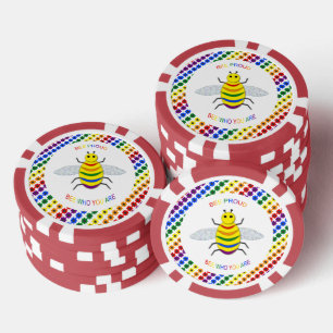 Cute LGBT Proud Rainbow Bee and Flowers Poker Chips