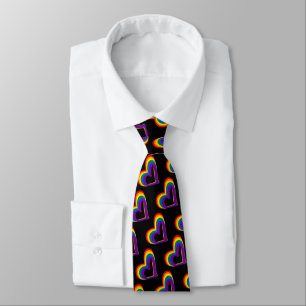 Cute LGBT Rainbow Flag Hearts Pattern Gay Pride Tie