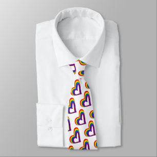 Cute LGBT Rainbow Flag Hearts Pattern Gay Pride Tie