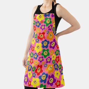 Cute LGBT Rainbow Flower Pattern - Pink Apron