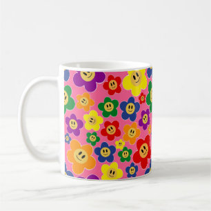 Cute LGBT Rainbow Flower Pattern-Pink Coffee Mug