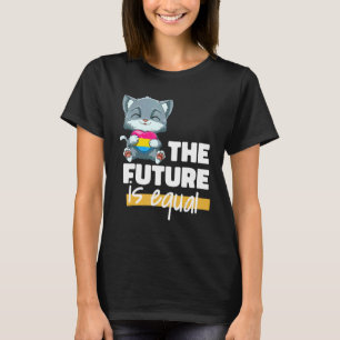 Cute LGBTQ Pansexual Pride Cat Pansexual Heart C T-Shirt